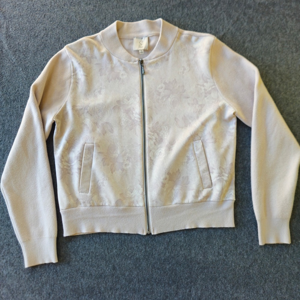 Sioni Floral Jacquard Bomber Cardigan Size Medium Streetwear Preppy Indie Sleeze